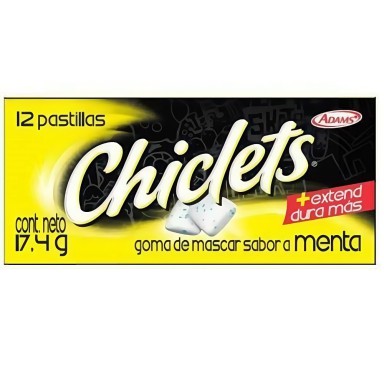 Chiclets Adams (caja de 12 gomas de mascar)