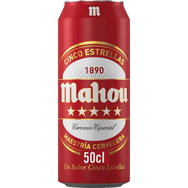 MAHOU cerveza 5 estrellas lata 50 cl.